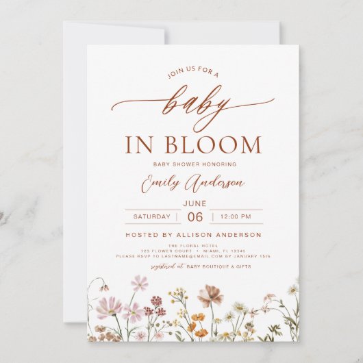 All in One Wildflower Baby in Bloom Shower Kaart (Voorkant)