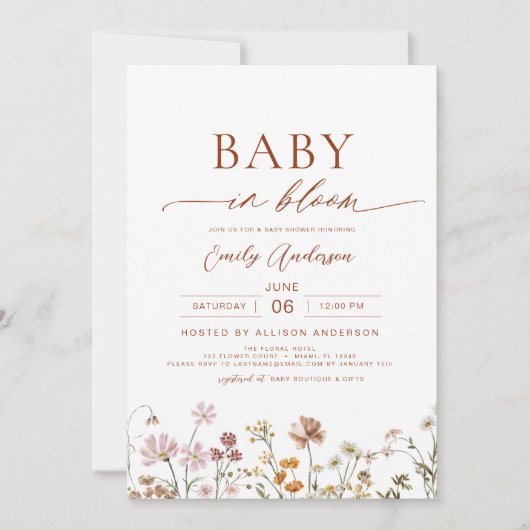 All in One Wildflower Baby in Bloom Shower Kaart (Voorkant)