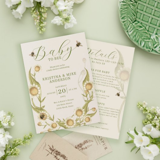 All in One Wildflower Daisy Baby shower Uitnodigin Kaart