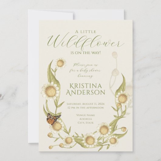 All in One Wildflower Daisy Baby shower Uitnodigin Kaart (Voorkant)