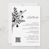 All in One Wildflower Lijst Zwart & Wit Bruiloft Kaart (Achterkant)