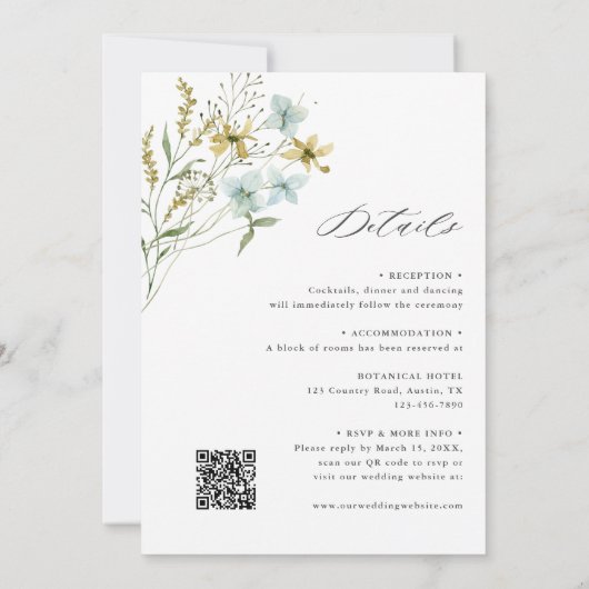 All in One Wildflower Ovaal Lijst Bruiloft Kaart (Achterkant)