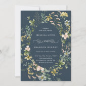 All in One Wildflower Ovaal Lijst Bruiloft Marineb Kaart (Voorkant)