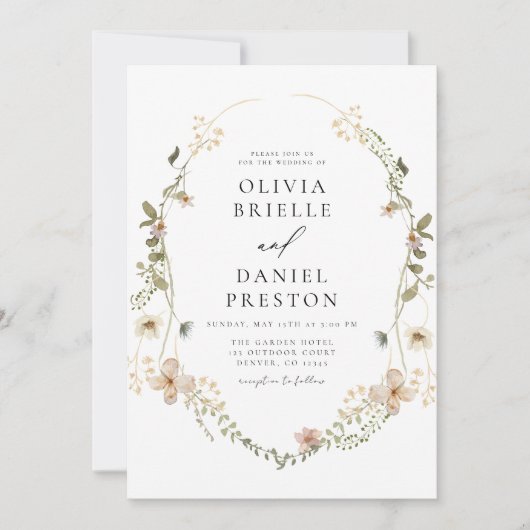 All in One Wildflower QR Code Tuin Bruiloft Kaart (Voorkant)