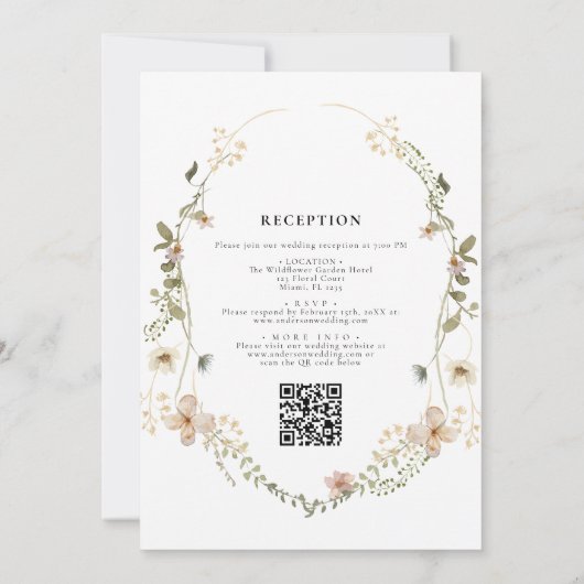 All in One Wildflower QR Code Tuin Bruiloft Kaart (Achterkant)