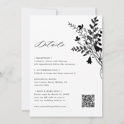 All in One Wildflower Silhouet krans bruiloft Kaart (Achterkant)