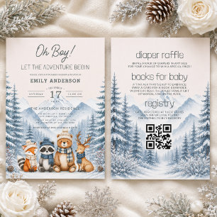 All in One Winter Bos Bos Baby Shower Kaart