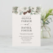 All in One Winter QR Code Evergreen Wedding Kaart (Staand voorkant)