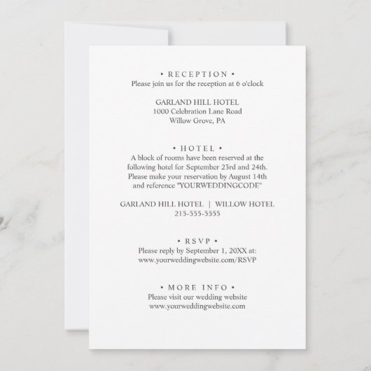 ALL-IN-ONE Witte Rozen Elegant monogram BRUILOFT Kaart (Achterkant)