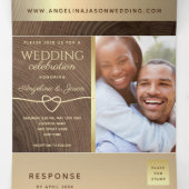 All-in-One Wood Photo Wedding Drieluik Uitnodiging (Binnenkant midden)