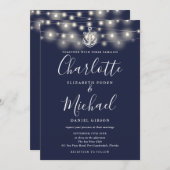 All In One Zeeuwse Slingerlichtjes Navy Bruiloft Kaart (Voorkant / Achterkant)