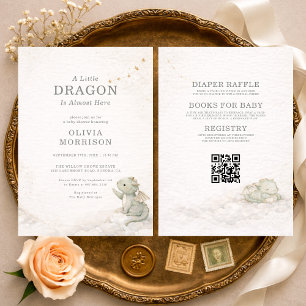 All in One Zoete Kleine Draak Baby Shower Kaart