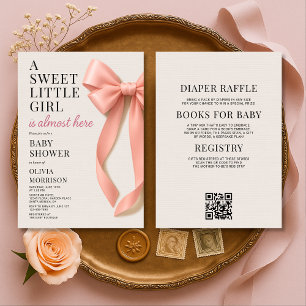All in One Zoete Kleine Meisje Strik Baby Shower Kaart