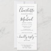 All In One Zwart En Wit Elegant Script Trouwen Kaart (Voorkant)