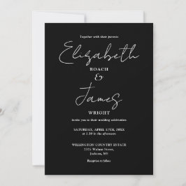 All-in-One Zwart-Wit Minimalistische Trouwdag Kaart