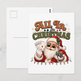 All In Voor Kerst Poker Kerstman Briefkaart
