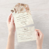 All Inclusive BOHO Pampas Grass Wedding RSVP In One Uitnodiging (Afscheurbaar)