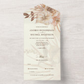 All Inclusive BOHO Pampas Grass Wedding RSVP In One Uitnodiging (Binnen)
