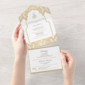 All Inclusive Goud Moslim Islamitische Nikah Huwel All In One Uitnodiging (Afscheurbaar)