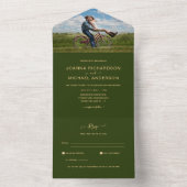 All Inclusive Groen Goud FOTO Bruiloft RSVP All In One Uitnodiging (Binnen)