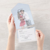 All Inclusive Photo Theme Wedding RSVP All In One Uitnodiging (Afscheurbaar)