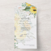 All Inclusive Romantische Zonnebloemen Trouw RSVP All In One Uitnodiging (Binnen)