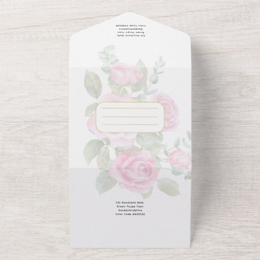 All Inclusive ROZE Rozen Trouwbloemen RSVP All In One Uitnodiging (Buitenkant)