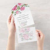 All Inclusive ROZE Rozen Trouwbloemen RSVP In One Uitnodiging (Afscheurbaar)