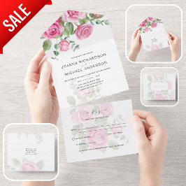 All Inclusive ROZE Rozen Trouwbloemen RSVP In One Uitnodiging