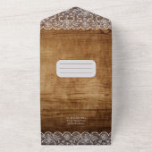 All Inclusive Rustieke Houten Kant Bruiloft met RS All In One Uitnodiging (Buitenkant)