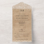 All Inclusive Rustieke Kant Bruiloft met RSVP In One Uitnodiging (Binnen)