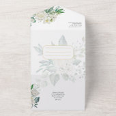 All Inclusive Witte Rozen Afscheur RSVP Huwelijk In One Uitnodiging (Buitenkant)