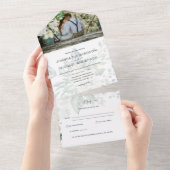 All Inclusive Witte Rozen Afscheur RSVP Huwelijk In One Uitnodiging (Afscheurbaar)