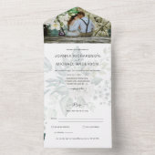 All Inclusive Witte Rozen Afscheur RSVP Huwelijk In One Uitnodiging (Binnen)