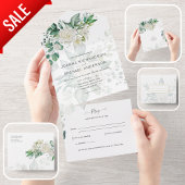 All Inclusive Witte Rozen Bruiloft Nodig RSVP uit All In One Uitnodiging