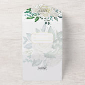 All Inclusive Witte Rozen Trouwboeket RSVP All In One Uitnodiging (Buitenkant)