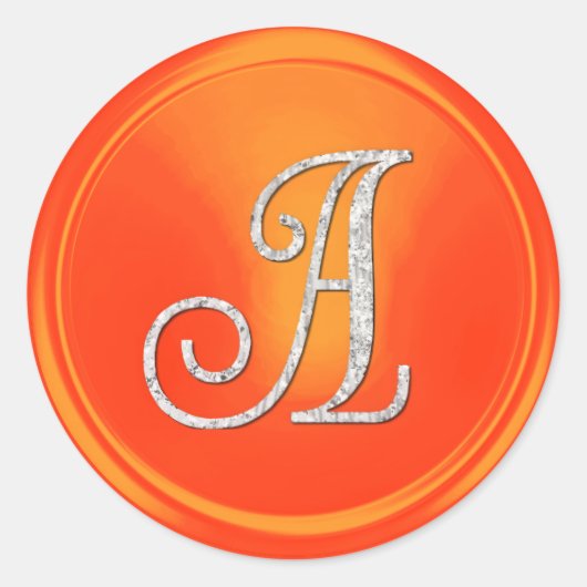 ALL INITIALEN Zilveren Monogram 3 Oranje Ronde Sticker (Voorkant)