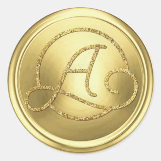 ALL INITIALS Gold Circle Monogram Soft Gold Ronde Sticker (Voorkant)