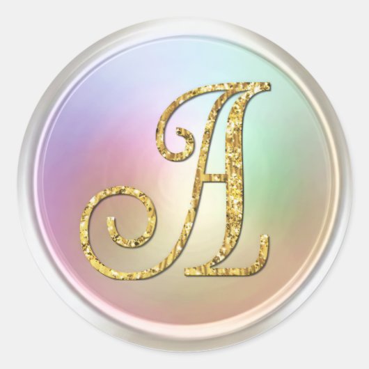 ALL INITIALS Gold Monogram 3 Pearly Ronde Sticker (Voorkant)