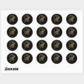 ALL INITIALS Gold Script Monogram Black Ronde Sticker (Vel)