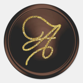 ALL INITIALS Gold Script Monogram Chocolate Ronde Sticker