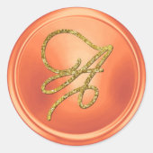ALL INITIALS Gold Script Monogram Copper Ronde Sticker (Voorkant)
