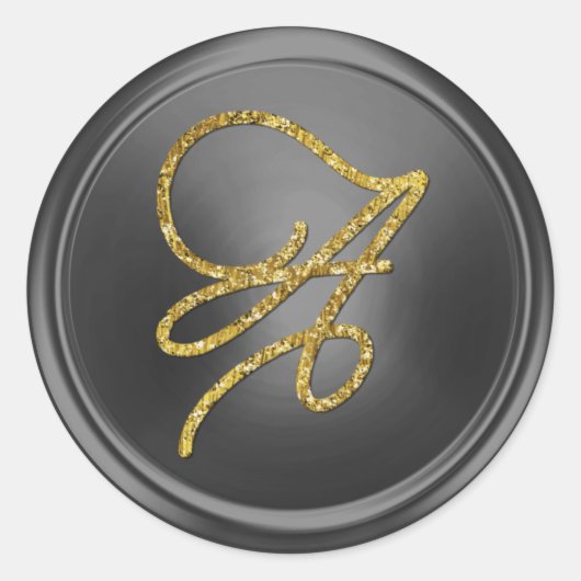 ALL INITIALS Gold Script Monogram Dark Gray Ronde Sticker (Voorkant)