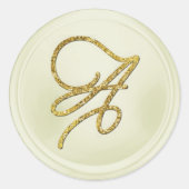 ALL INITIALS Gold Script Monogram Off White Ronde Sticker (Voorkant)
