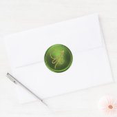 ALL INITIALS Gold Script Monogram Olive Green Ronde Sticker (Envelop)