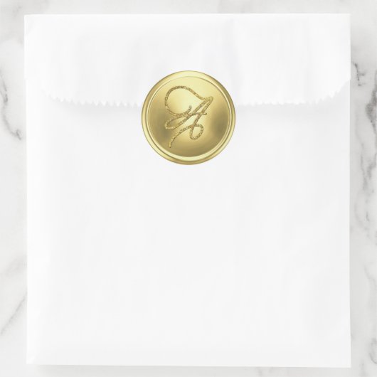 ALL INITIALS Gold Script Monogram Soft Gold Ronde Sticker (Tas)