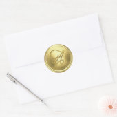 ALL INITIALS Gold Script Monogram Soft Gold Ronde Sticker (Envelop)