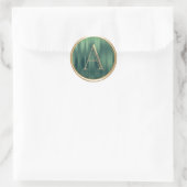 ALL INITIALS  Gouden monogram op smaragdgroene str Ronde Sticker (Tas)