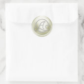 ALL INITIALS Silver Circle Monogram Cream Ronde Sticker (Tas)