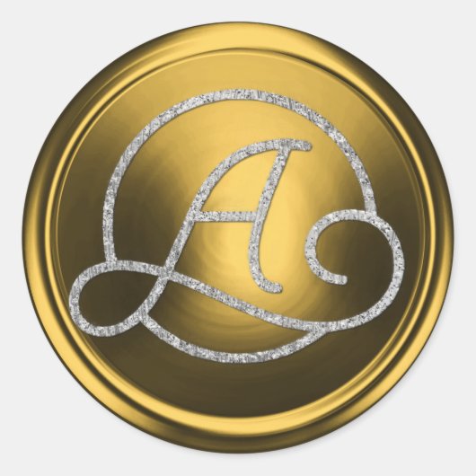 ALL INITIALS Silver Circle Monogram Old Gold Ronde Sticker (Voorkant)